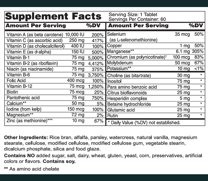 Essentials Multivita and Mineral No Iron