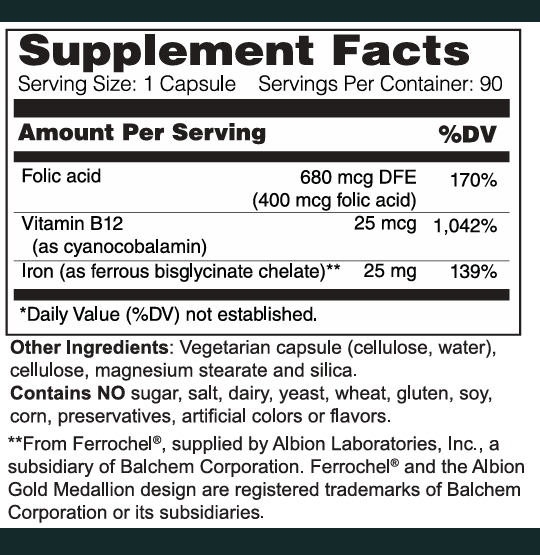 Iron 25 mg with B12 and Folate