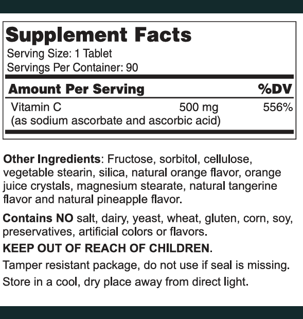 Vitamin C 500 mg Orange Chewable
