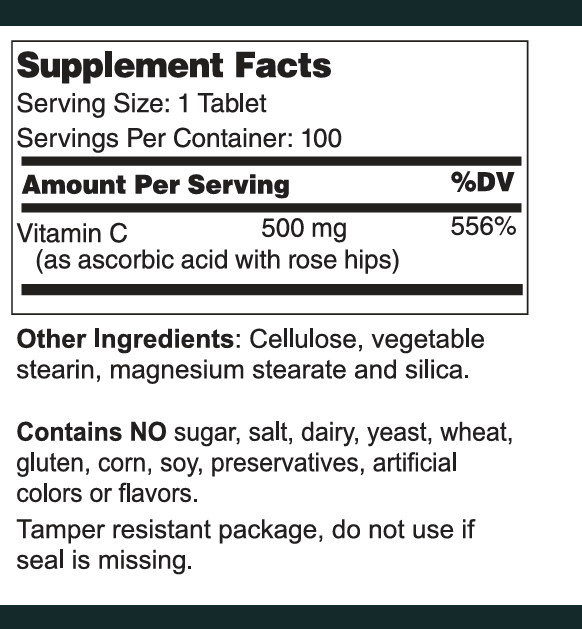 Vitamin C 500 mg with Rose Hips