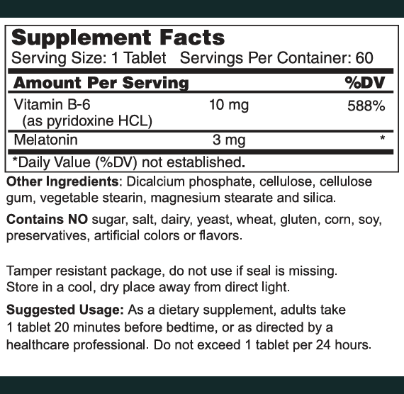 Melatonin 3 mg with B-6