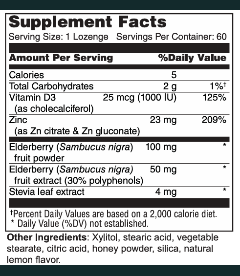 Zinc, Elderberry & D Lozenges