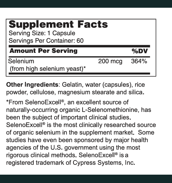 Selenium 200 mcg as L-Selenomethionine