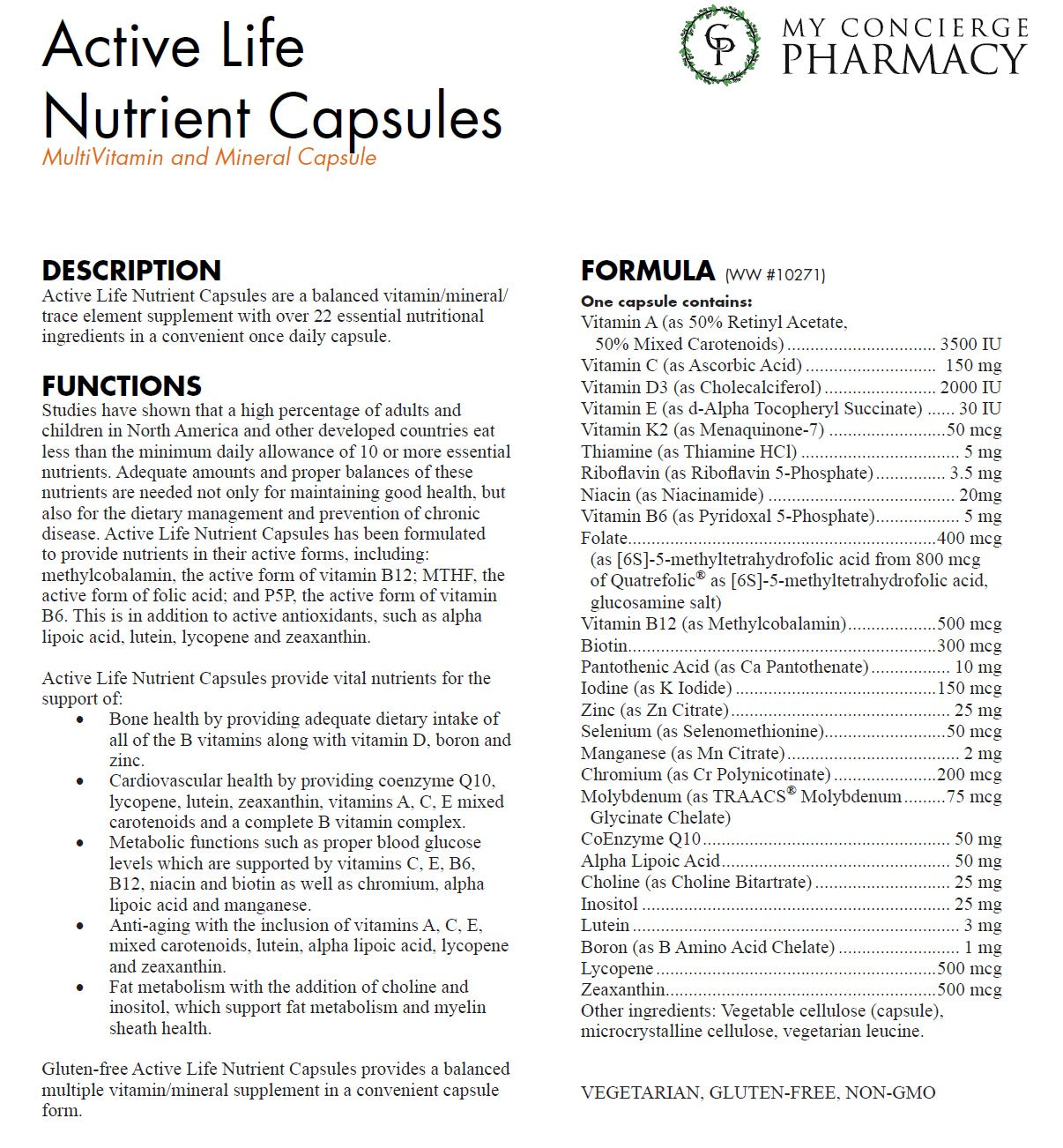 Active Life Nutrient Capsules – Essential Daily Support for Energy, Recovery, and Wellness